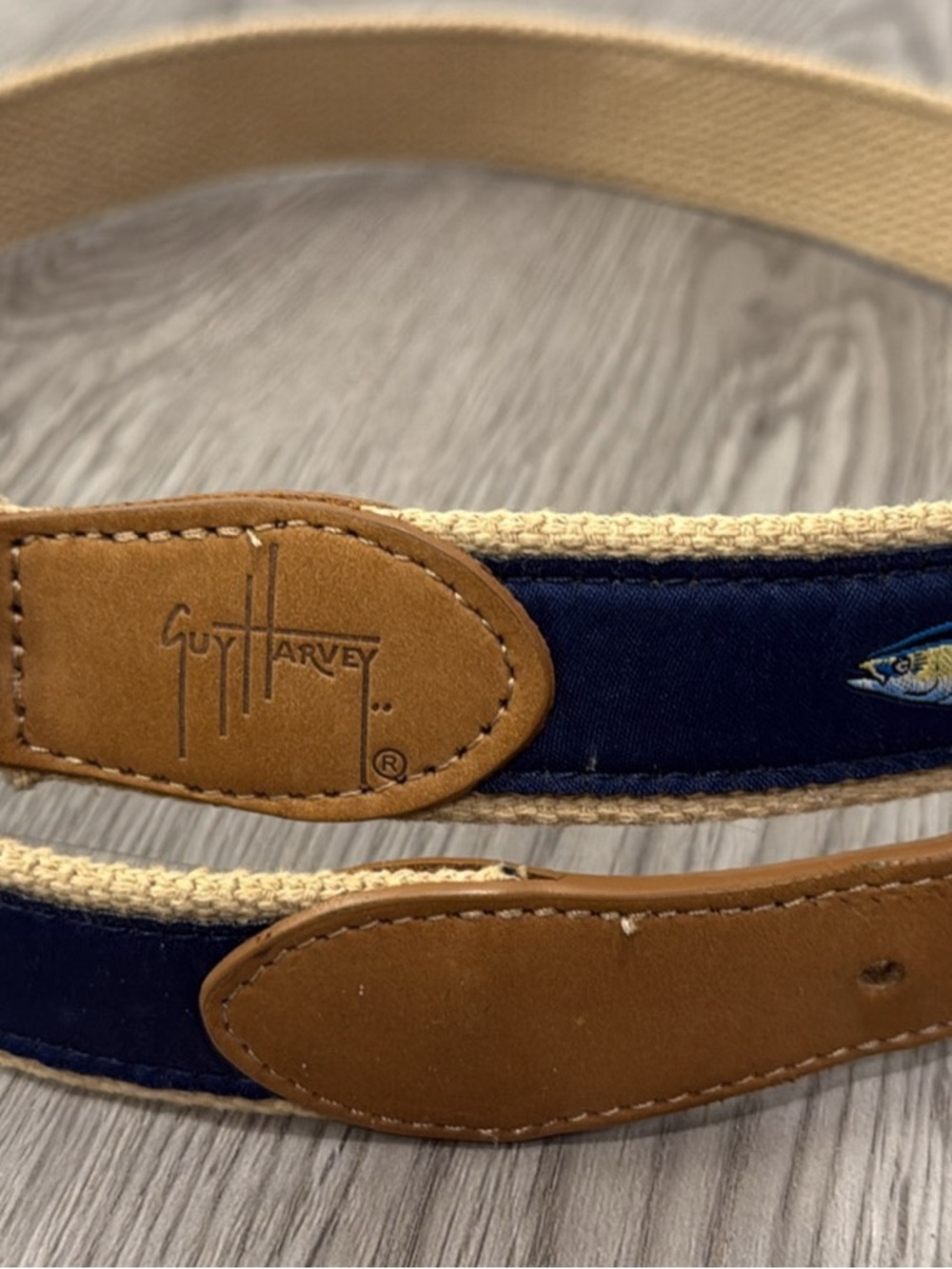 Guy Harvey Tan Leather Accent Belt with Gold Buckle